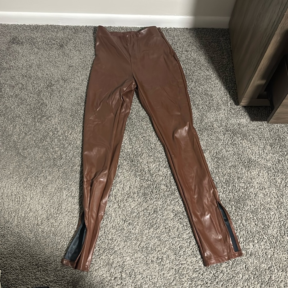 Brown leather pants